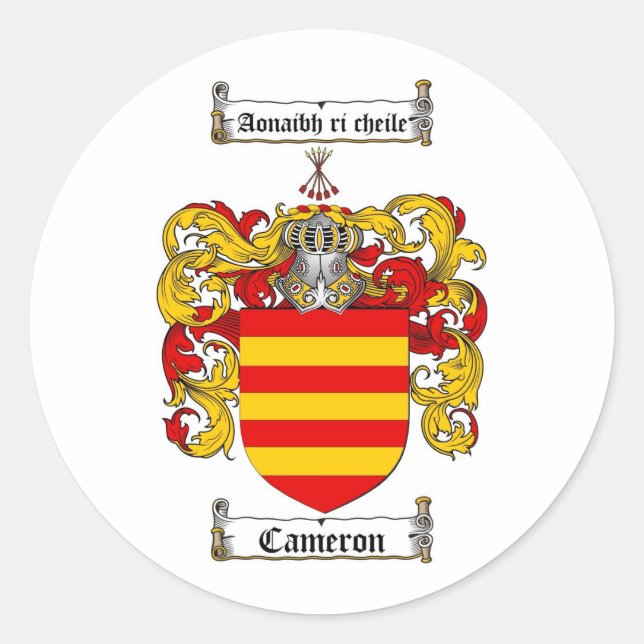 KAMERON-FAMILIENWAPPEN - KAMERONCOAT VON WAFFEN RUNDER AUFKLEBER (Vorderseite)