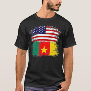 Kamerun Amerikanische Flagge Vintage Retro Geschen T-Shirt