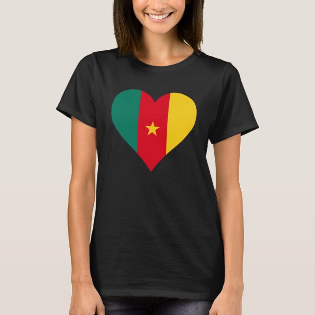 Kamerun Flag Herz Kamerun Liebe Kamerun T-Shirt (Vorderseite)