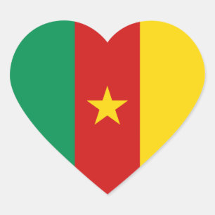 Kamerun Flagge Herz Aufkleber