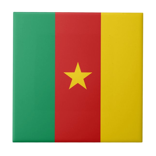 Kamerun-Flagge Keramikfliese (Vorderseite)