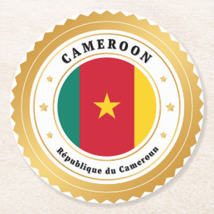 Kamerun-Flagge Runder Pappuntersetzer