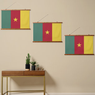 Kamerun Flagge Wandteppich Mit Holzrahmen