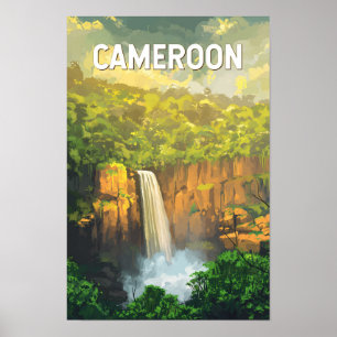 Kamerun Illustration Travel Art Vintag Poster