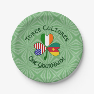 Kamerun Irland USA Kleeblatt Personalisierter Text Pappteller