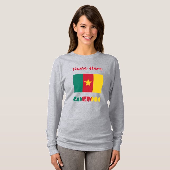 Kamerun Kamerunische Flagge Rot Personalisiert T-Shirt (Vorne ganz)