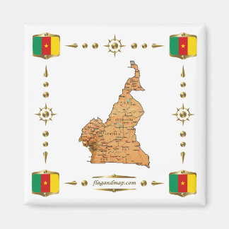 Kamerun Karte + Flaggen Magnet