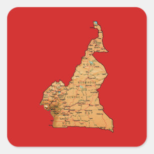 Kamerun-Karten-Aufkleber Quadratischer Aufkleber