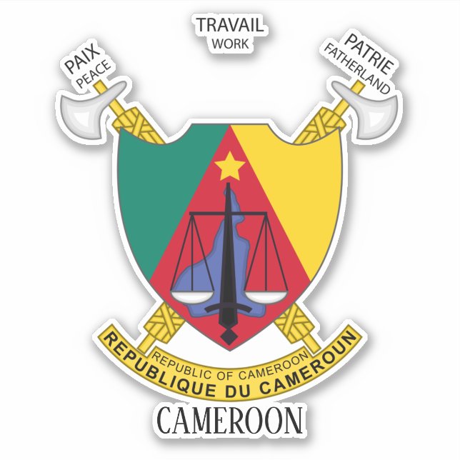 Kamerun National Coat of Arms Patriotic Aufkleber (Vorderseite)