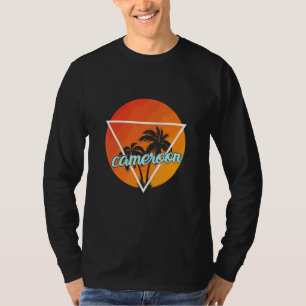 Kamerun Sonnenförmiges Dreieck mit Palmen T-Shirt