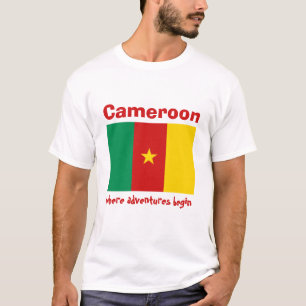 Kamerunaflagge + Karte + Text-T - Shirt