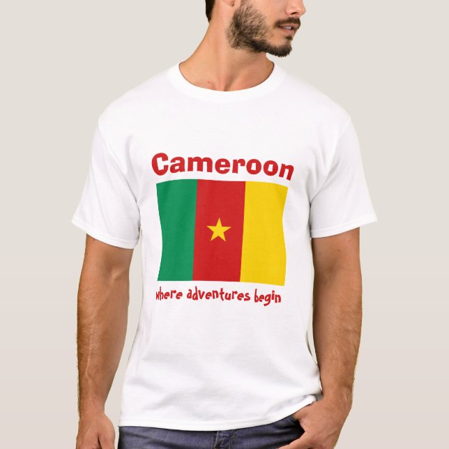Kamerunaflagge + Karte + Text-T - Shirt (Vorderseite)