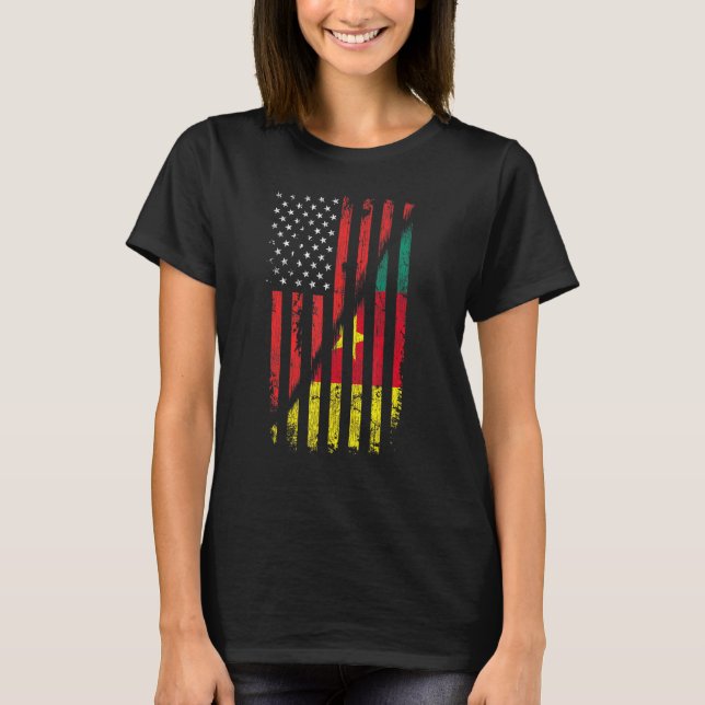 Kameruner amerikanischer Flaggenrückwärtsstil USA  T-Shirt (Vorderseite)