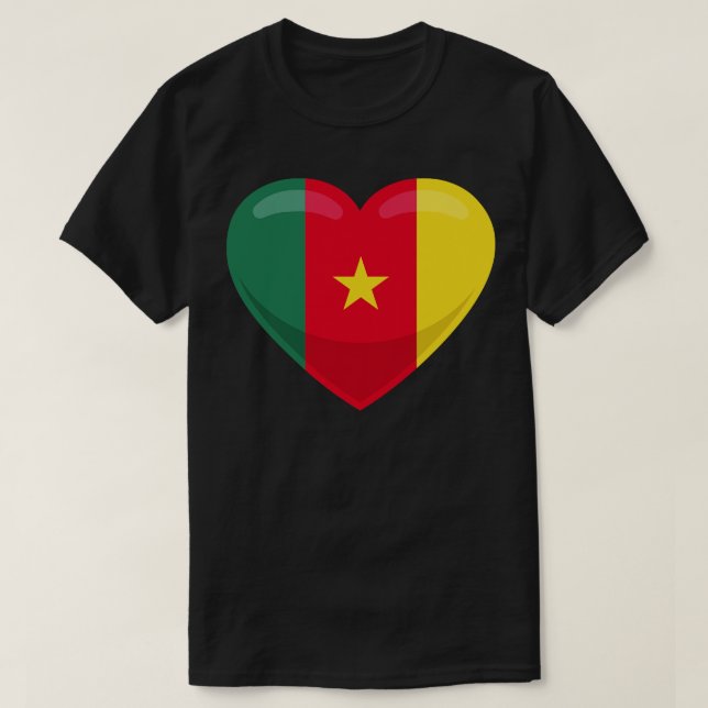 Kameruner Flaggenherz T-Shirt (Design vorne)