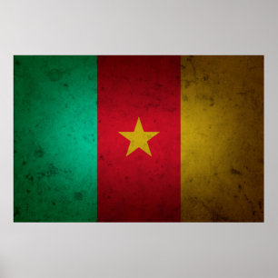 Kameruner Grunge Flag Kamerunische Textur Poster