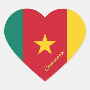 Kameruner Heart Sticker, Patriotische Kamerunaflag Herz-Aufkleber