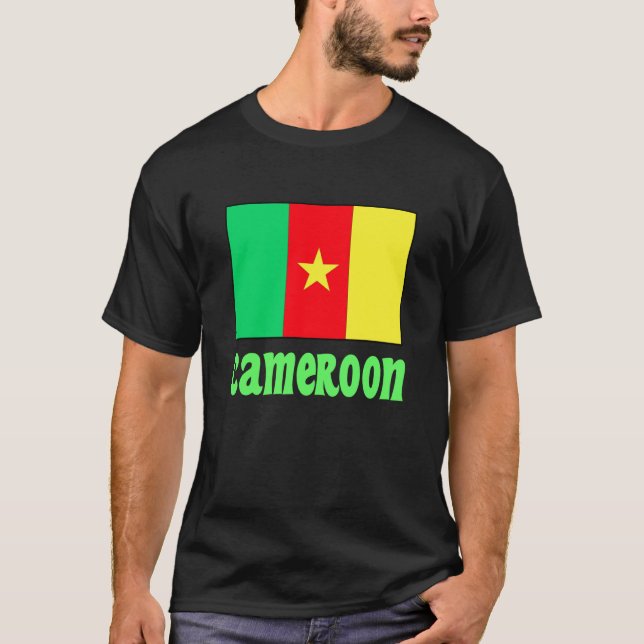 Kamerunflagge mit Text T-Shirt (Vorderseite)