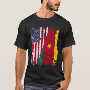 Kamerunische Roots Halbamerikanische Flaggenflagge T-Shirt