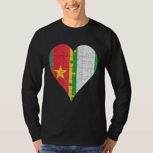 Kamerunisches nigerianisches FlaggenHerz T-Shirt (Vorderseite)