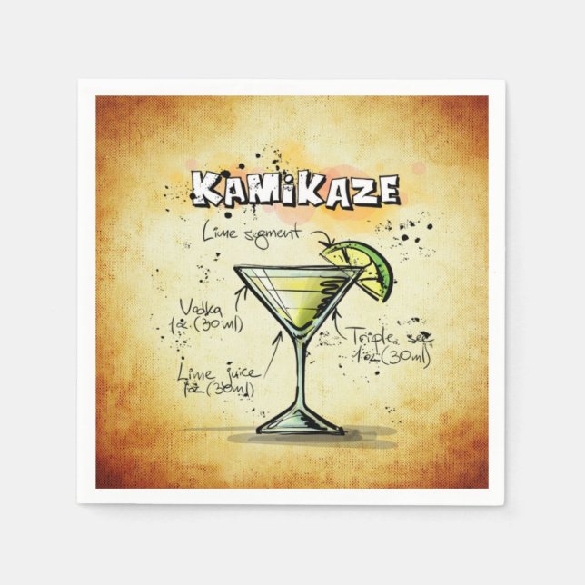 Kamikaze Barkeeper Drink Rezept Serviette (Vorderseite)
