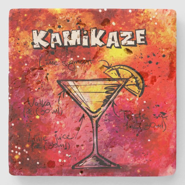 Kamikaze Barkeeper Drink Rezept Steinuntersetzer (Vorderseite)