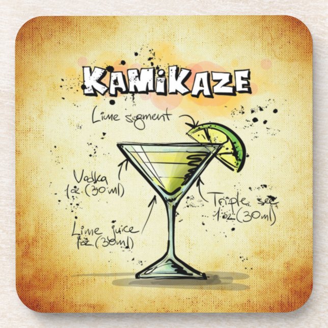 Kamikaze Barkeeper Drink Rezept Untersetzer (Vorderseite)