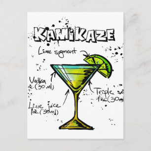 Kamikaze Cocktail Recipe Postkarte