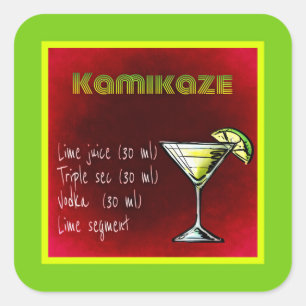 Kamikaze Drink Cocktail Rezept Quadratischer Aufkleber