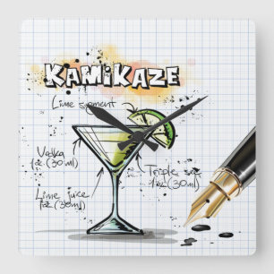 Kamikaze Quadratische Wanduhr