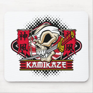 Kamikaze Schädel mit japanischem Schwert Mousepad