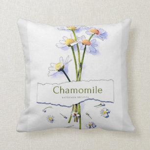 Kamille Aquarellmalerei im Vintage-Stil Kissen