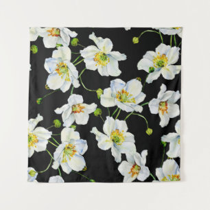 Kamille Blume Aquarellmuster Wandteppich