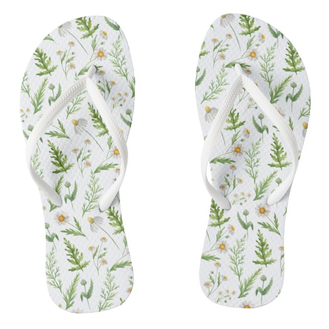 Kamille Blume Botanisches rustikales Muster Flip Flops (Fußbett)