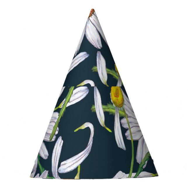 Kamille Blume: Dunkelblaue Wasserfarbe. Partyhütchen (Vorderseite)