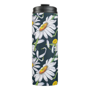 Kamille Blume: Dunkelblaue Wasserfarbe. Thermosbecher