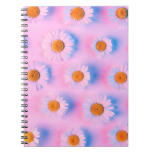 Kamille Blume mit mehrfarbigem Neonlicht Notizblock