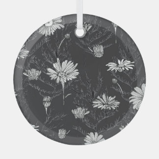 Kamille schwarzer Pen: Blumenmuster. Ornament Aus Glas