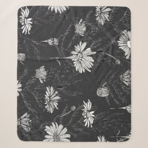 Kamille schwarzer Pen: Blumenmuster. Sherpadecke