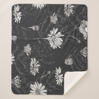 Kamille schwarzer Pen: Blumenmuster. Sherpadecke