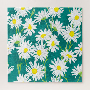 Kamille Türkis: Nahtlose florale Illustration. Puzzle
