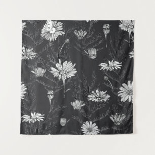 Kamille und Schmetterling-Blume, Knospen und Blätt Wandteppich