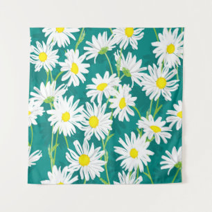 Kamillen Türkis: Florale nahtlose Illustration. Wandteppich