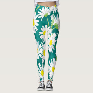 Kamillen Türkis: Nahtlose florale Illustration. Leggings
