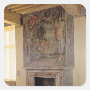 Kamin in Chambre du Roi Quadratischer Aufkleber