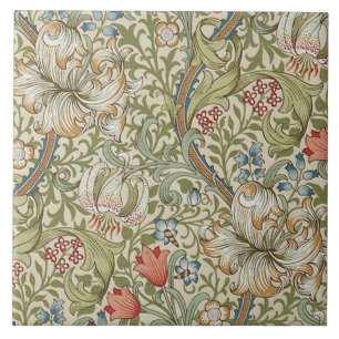 Kamin mit Keramikfliesen William Morris Designs 01 Fliese