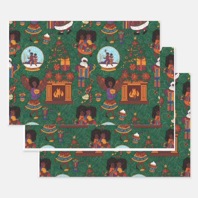 Kamin und Kente-Stoff Geschenkpapier Set (Set)