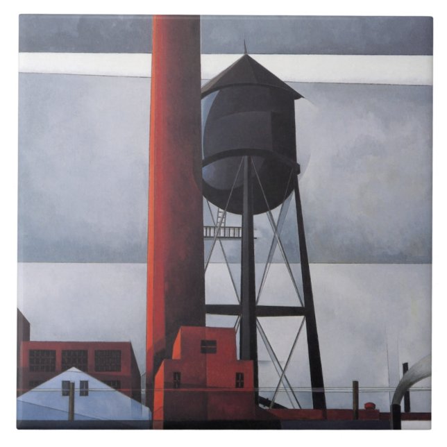 Kamin- und Wasserturm (von Charles Demuth) Fliese (Vorderseite)