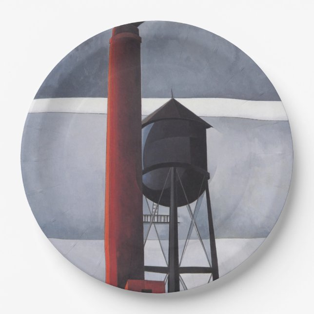 Kamin- und Wasserturm (von Charles Demuth) Pappteller (Vorderseite)