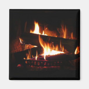Kamin-Warme-Winterszene-Fotografie Magnet