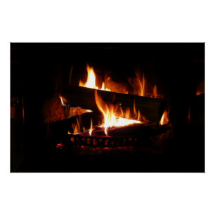 Kamin-Warme-Winterszene-Fotografie Poster